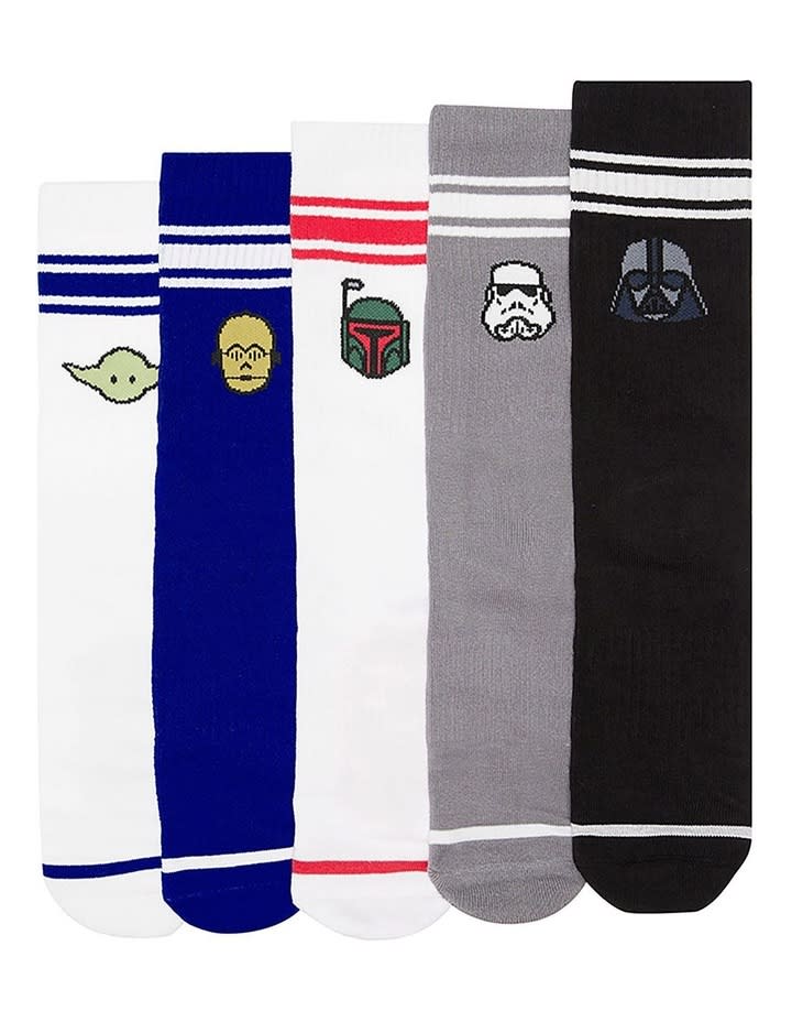 Star Wars 5 pack Icons athletic crew socks in gift box, $39.95