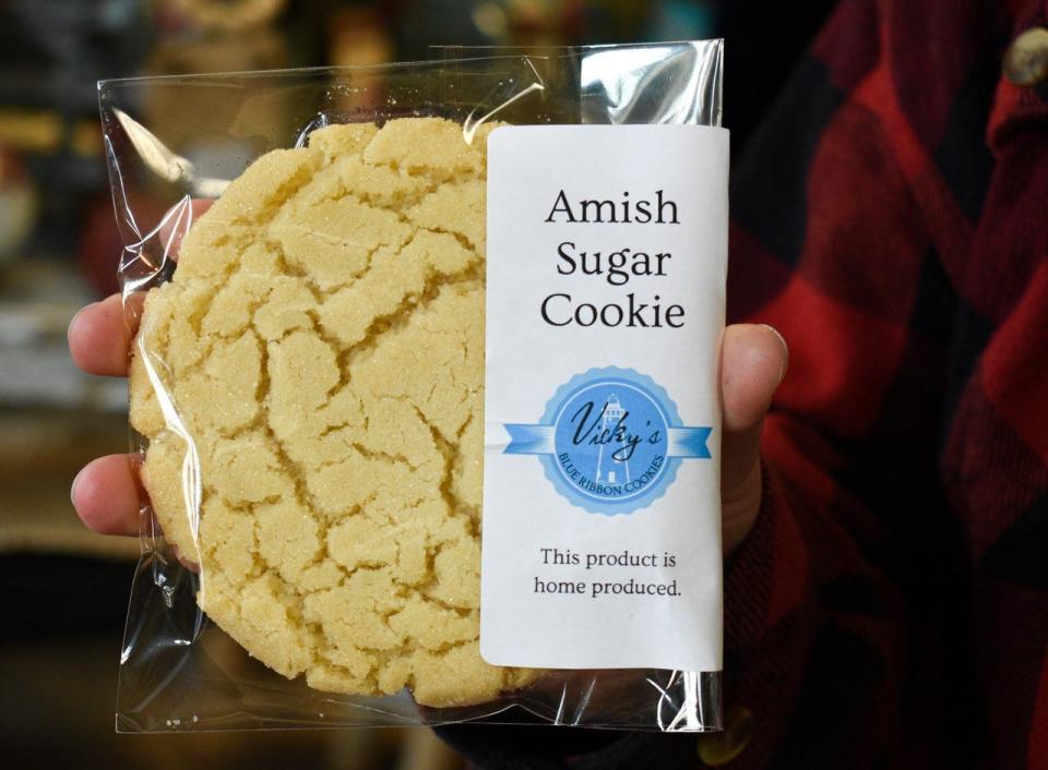 Becky Jahns, owner of Vicky’s Blue Ribbon Cookies, sells several varieties of cookies at Joni’s Boutique in downtown Fremont, but her biggest seller is Amish Sugar Cookies.