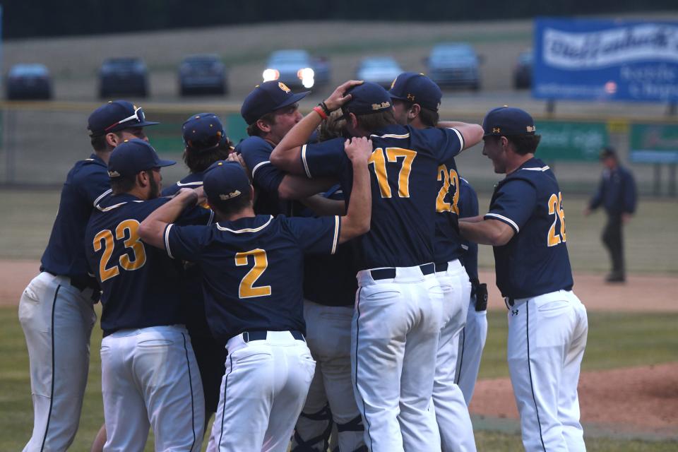 Greencastle-Antrim celebrates its 1-0 victory over Pocono Mt. East in the quarterfinals of the PIAA Tournament on Thursday, June 8, 2023