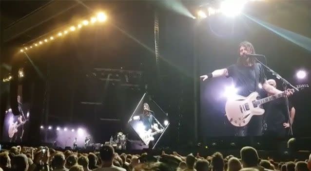 Dave Grohl summoned the budding musician to the stage infront of 40,000 roaring fans. Source: 7 News