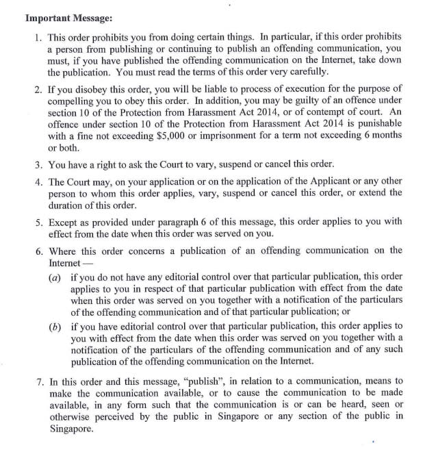 The second page of a court order obtained by blogger Wendy Cheng against SMRT Ltd (Feedback), uploaded to her blog xiaxue.blogspot.sg. [Click for larger version]