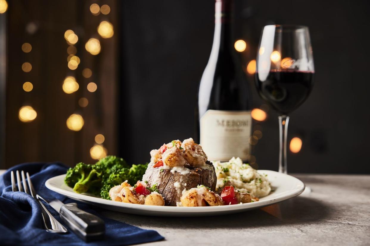 valentines day restaurant specials, bonefish grill scallop and shrimp scampi filet