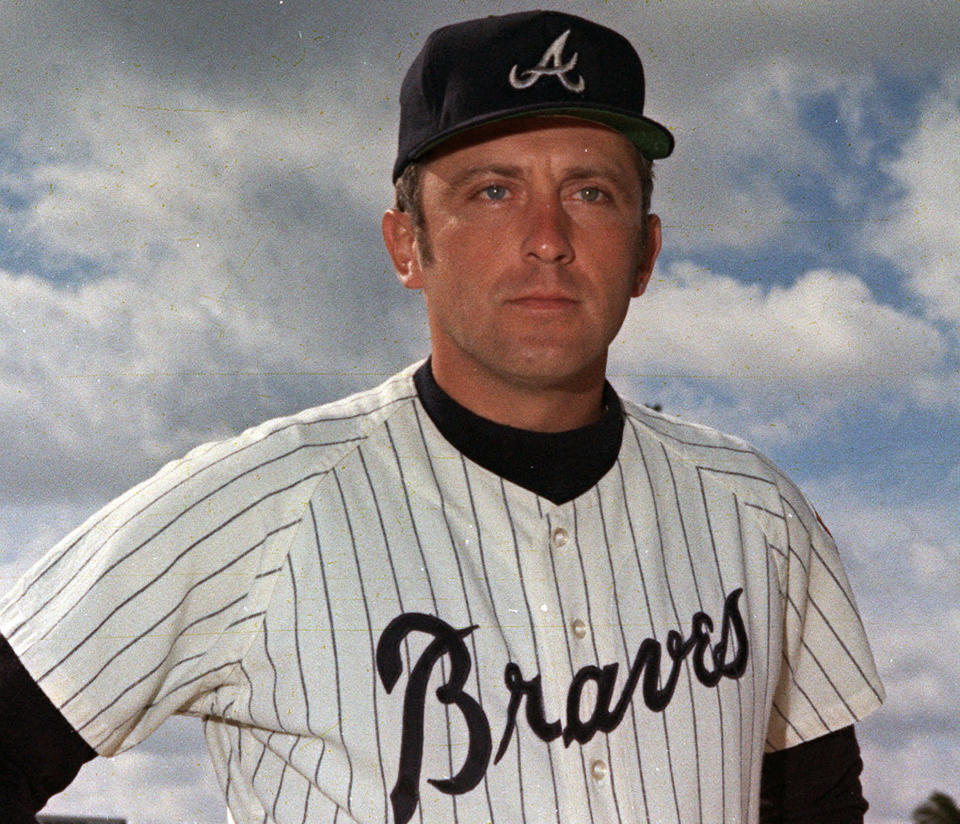 FILE - In this 1970 file photo, Atlanta Braves' Phil Niekro poses for a photo. Niekro, who pitched well into his 40s with a knuckleball that baffled big league hitters for more than two decades, mostly with the Braves, has died after a long fight with cancer, the team announced Sunday, Dec. 27, 2020. He was 81. (AP Photo/File)