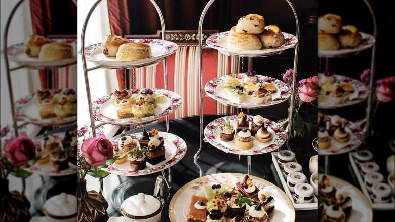 Afternoon tea spread plate towers