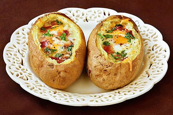 Baked Eggs in Potato Bowls
