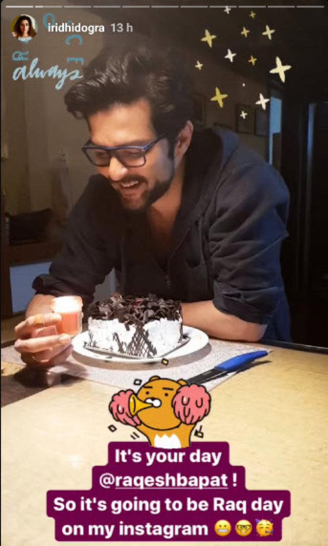 Ridhi Dogra birthday wish for Raqesh Bapat