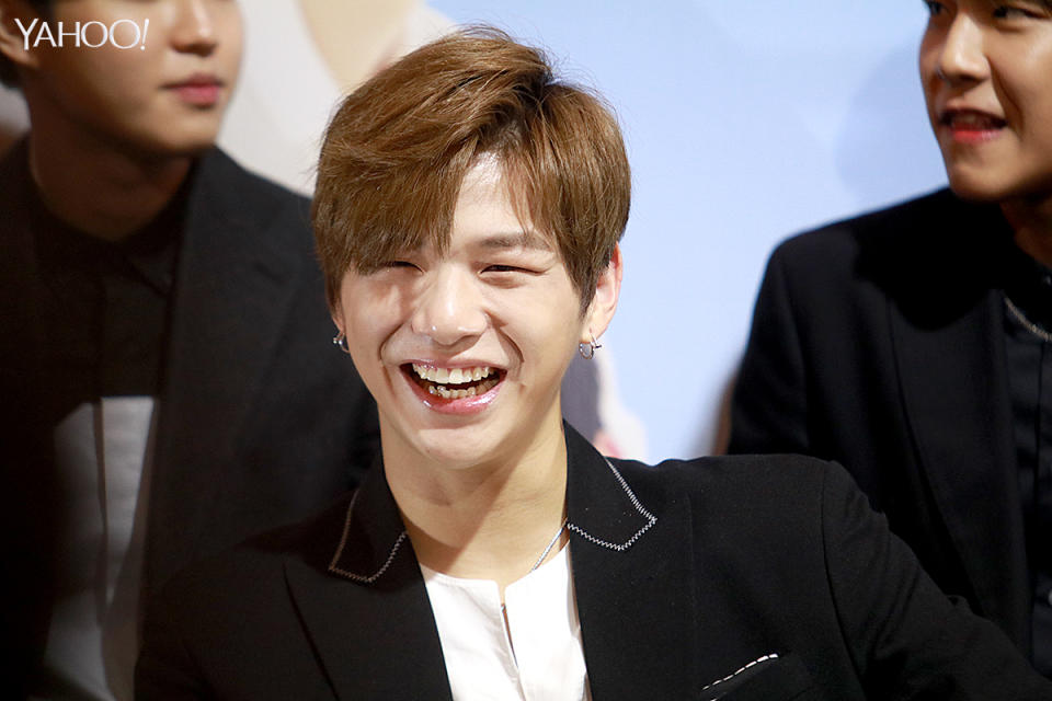 Kang Daniel at Wanna One press conference in Singapore