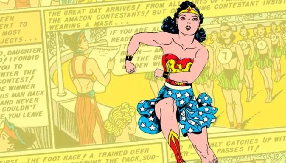 Wonder Woman as she appeared on the cover of 1942's Sensation Comics #1.