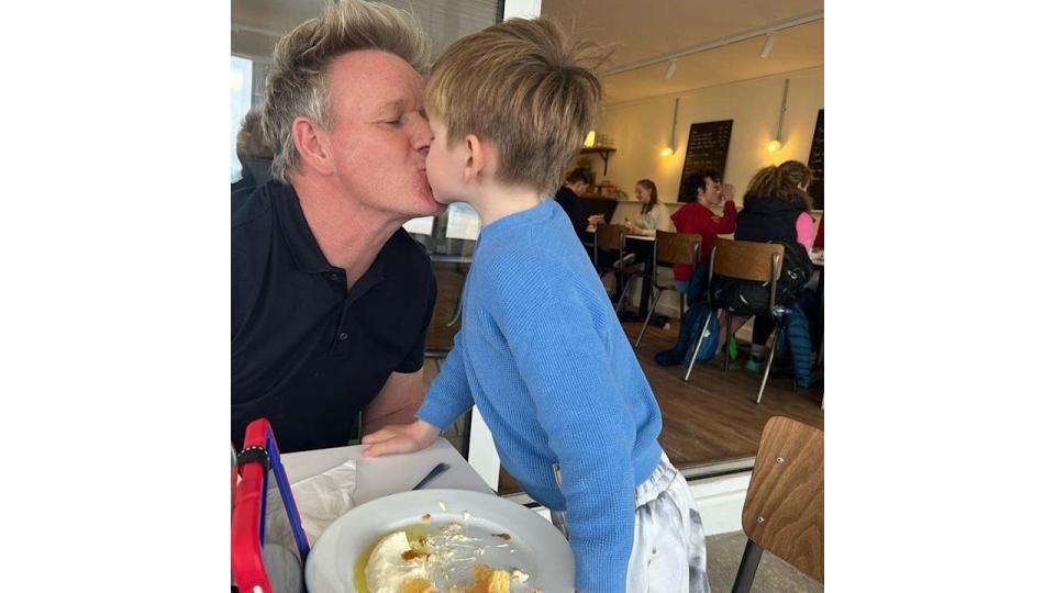 Gordon Ramsay kissing his son Oscar