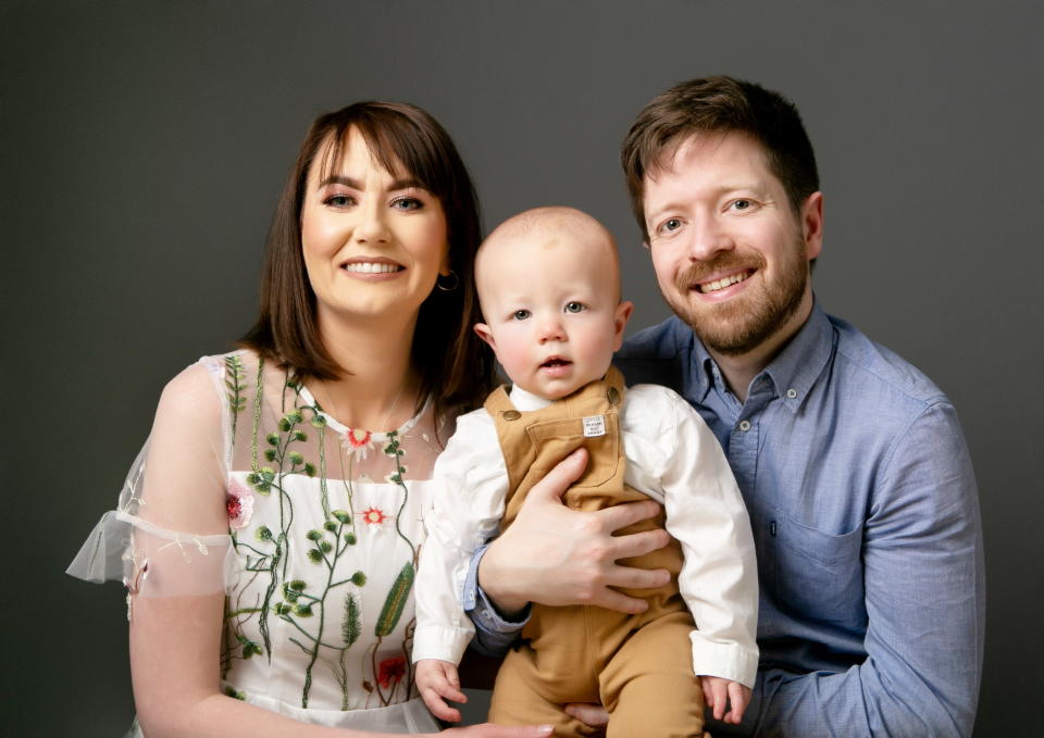 Katie and Richard Leaning, pictured with their son, Nathaniel. (TFP Fertility UK/SWNS)