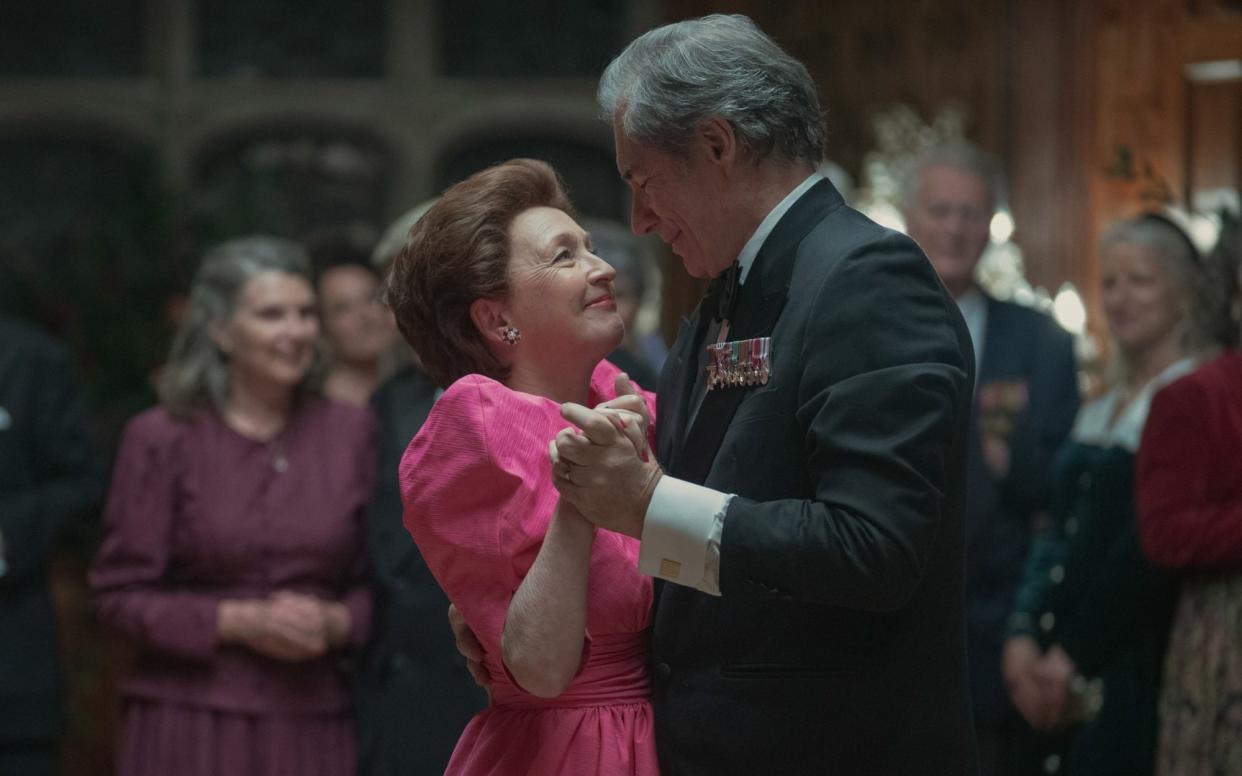 Lesley Manville and Timothy Dalton, as Princess Margaret and Peter Townsend, in season 5 of The Crown - Keith Bernstein