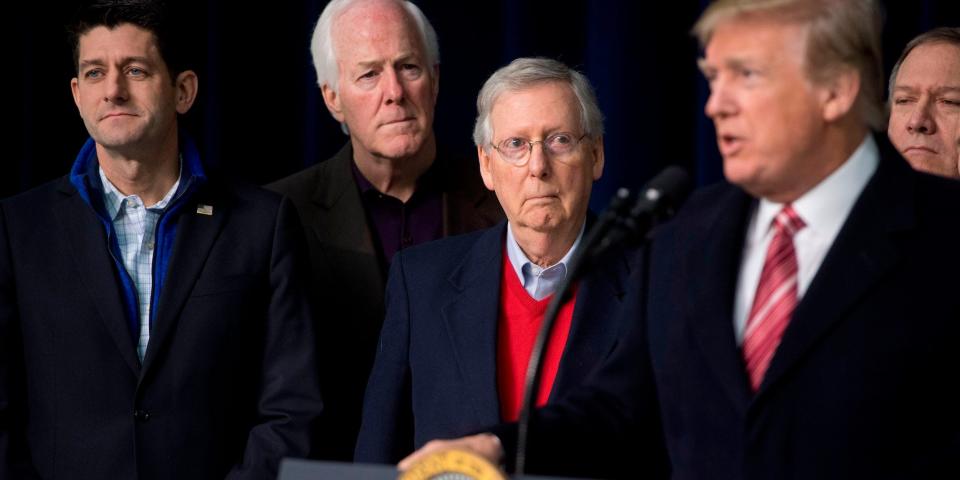 Republican Senate Minority Leader Mitch McConnell and former President Donald Trump