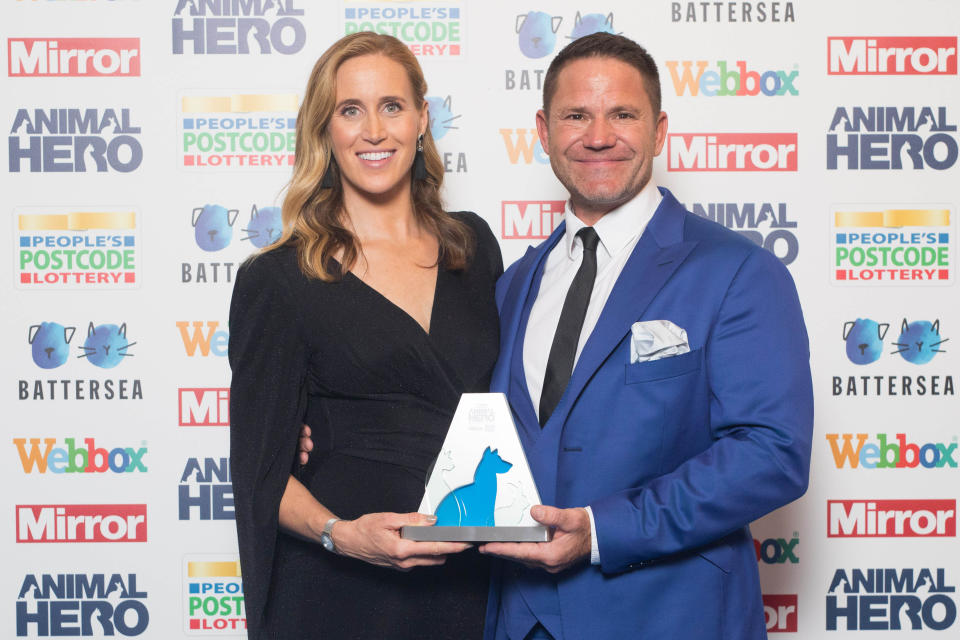 Presenters Helen Glover and Steve Backshall at the Mirror Animal Hero Awards 2019, in partnership with People's Postcode Lottery and Webbox.