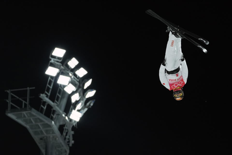 China's Xu Mengtao competes during the women's aerials finals at the 2022 Winter Olympics, Monday, Feb. 14, 2022, in Zhangjiakou, China. (AP Photo/Francisco Seco)
