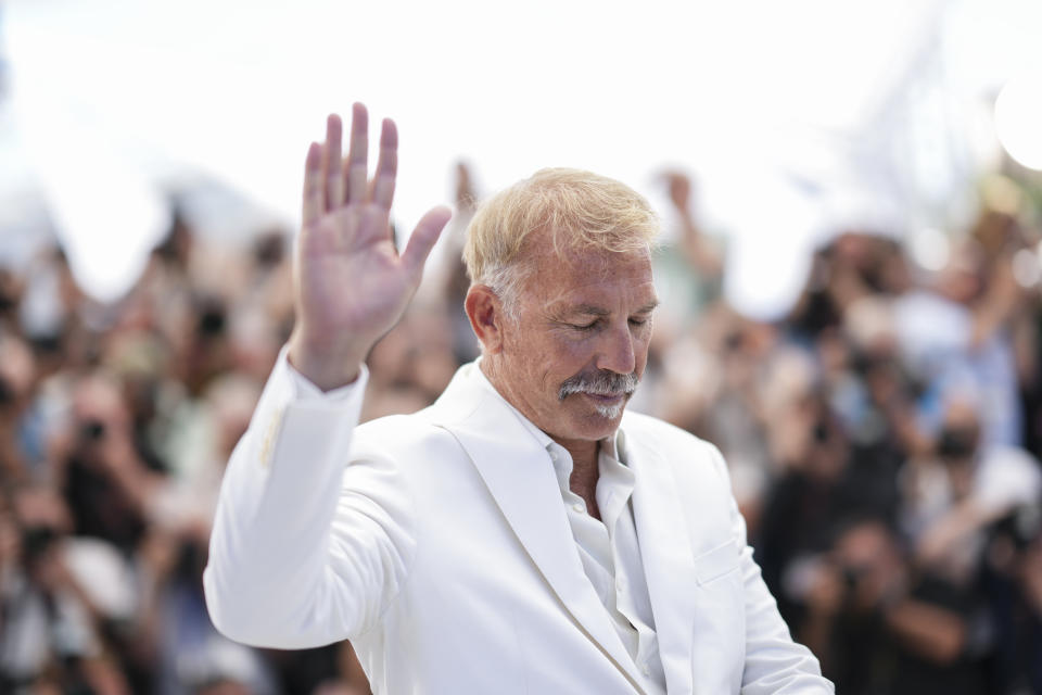 Kevin Costner poses for photographers at the photo call for the film 'Horizon: An American Saga' at the 77th international film festival, Cannes, southern France, Sunday, May 19, 2024. (Photo by Scott A Garfitt/Invision/AP)