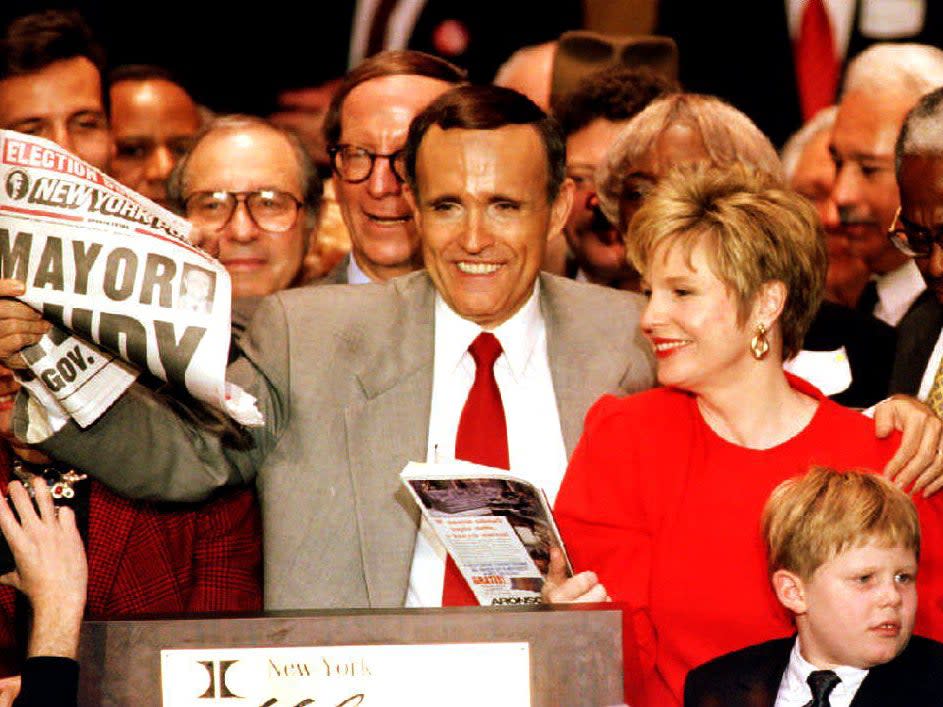 <p>Giuliani is elected mayor of New York in 1993 after losing his previous attempt</p>AFP/Getty