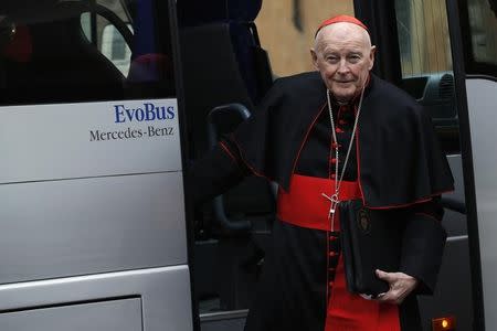 FILE PHOTO: Cardinal Theodore Edgar McCarrick from U.S. arrives for a meeting at the Synod Hall in the Vatican March 7, 2013. REUTERS/Alessandro Bianchi