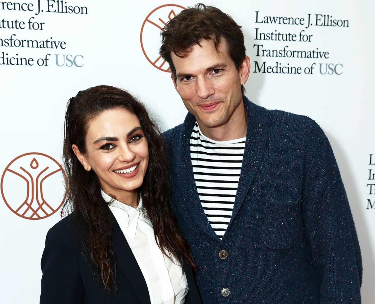 Mila Kunis and Ashton Kutcher attend the Grand Opening of the Lawrence J. Ellison Institute on September 28, 2021 in Los Angeles, California.