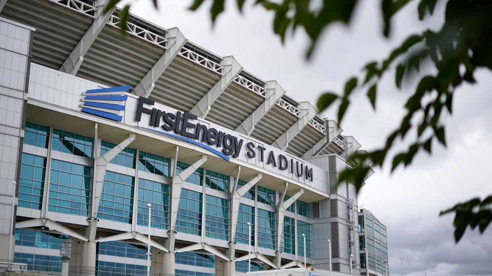 This is FirstEnergy Stadium before an NFL football game between the Cleveland Browns and the Pittsburgh Steelers in Cleveland, Ohio, Thursday, Sept. 22, 2022. (AP Photo/Gene J. Puskar)