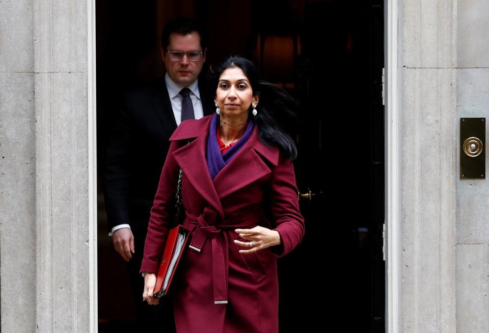 Home Secretary Suella Braverman and Minister of State Robert Jenrick outside Downing Street (REUTERS)