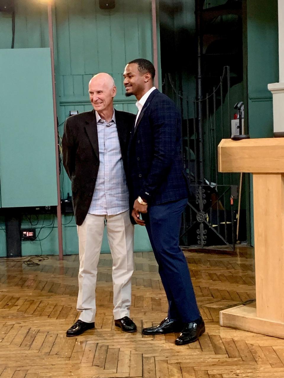 Dr. Larry Williams, left, is seen with scholarship winner Justin Guillory.