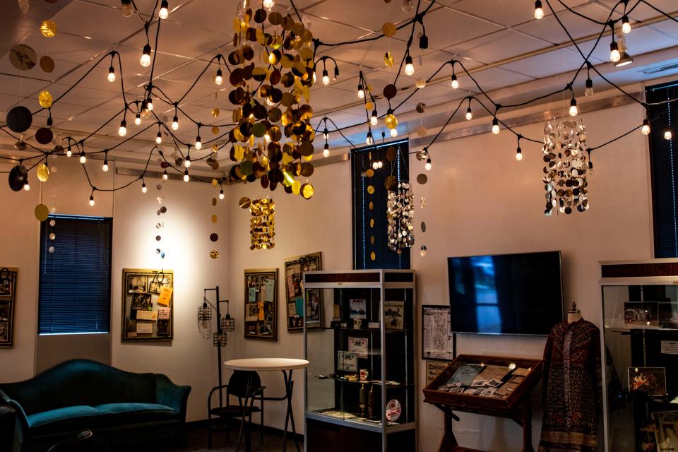 Lights hang from the ceiling in the front lobby, Wednesday, June 2, 2021, at the Civic Theatre of Greater Lafayette in Lafayette.