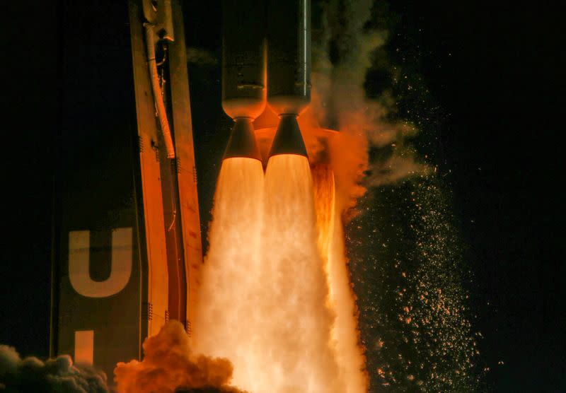 A United Launch Alliance Atlas V rocket carrying NASA's Mars 2020 Perseverance Rover vehicle lifts off from the Cape Canaveral Air Force Station