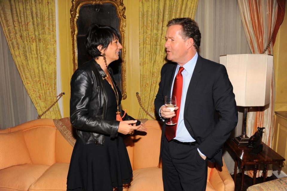 <div class="inline-image__caption"><p>Ghislaine Maxwell and Piers Morgan attend Breakfast with Lucien by Geordie Greig at Private Residence on October 21, 2013 in New York City.</p></div> <div class="inline-image__credit">Paul Bruinooge/Patrick McMullan via Getty </div>