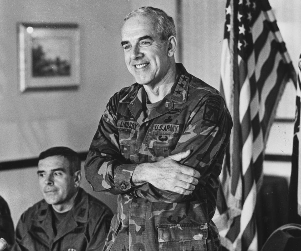 Lt. Gen. James Lindsay on Fort Bragg, Jan. 22, 1986.