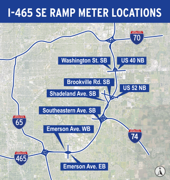 The slope measurement began this spring on I-465 between I-65 and I-70.  When the traffic light on the driveway turns green, one vehicle at a time can merge into traffic.