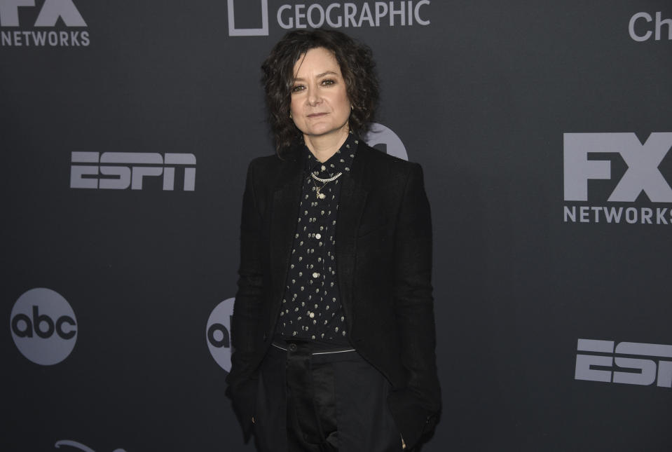 Sara Gilbert attends the Walt Disney Television 2019 upfront at Tavern on The Green on Tuesday, May 14, 2019, in New York. (Photo by Evan Agostini/Invision/AP)