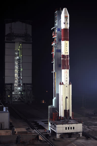 Ready to take off from the launch pad at Sriharikotha, 100 km north of Chennai.