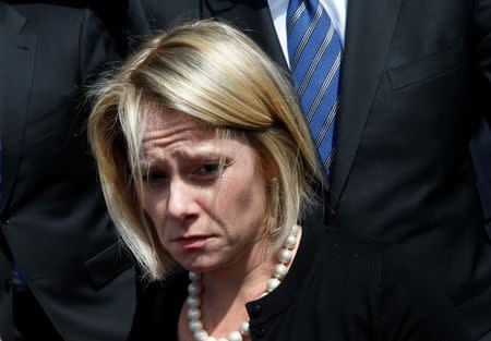 New Jersey Governor Chris Christie's former deputy chief of staff Bridget Anne Kelly stands outside Mercer County Criminal Court in Trenton, New Jersey March 11, 2014. REUTERS/Mike Segar