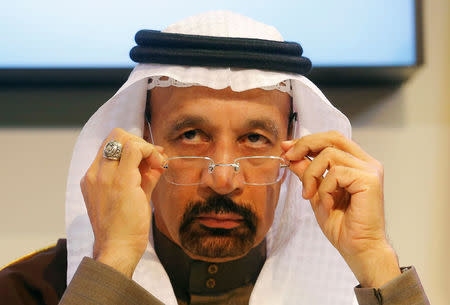 Saudi Arabia's energy minister Khalid al-Falih adjusts his glasses during a news conference after a meeting of the Organization of the Petroleum Exporting Countries (OPEC) in Vienna, Austria, December 10, 2016. REUTERS/Heinz-Peter Bader