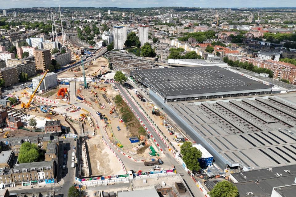 An aerial view of HS2's site at Euston (PA Media)