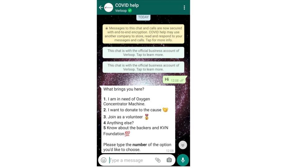 <div class="paragraphs"><p>Screenshot of Verloop.io WhatsApp Bot.</p></div>