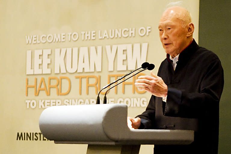 Lee Kuan Yew speaks at the launch of his book