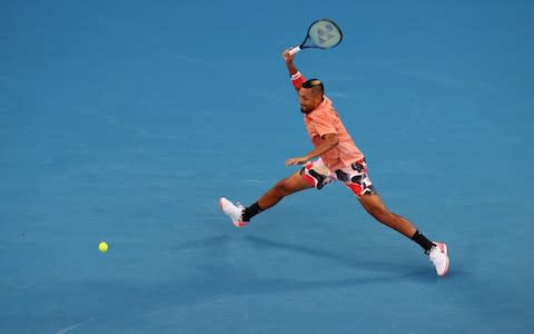 Kyrgios earns the break in the second set - Credit: REUTERS