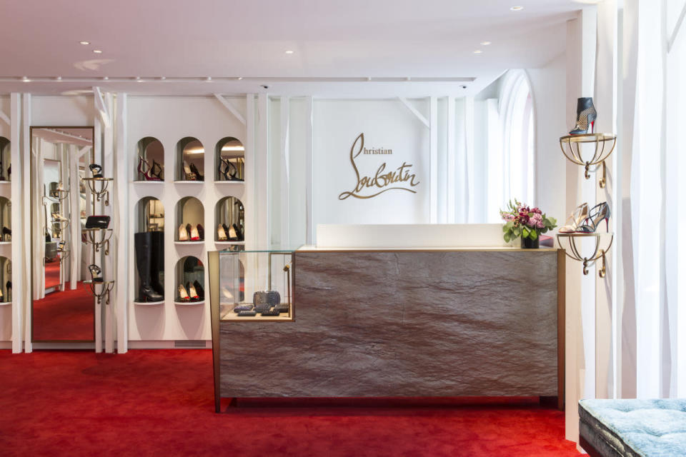 Each Christian Louboutin boutique is unique, with interior inspiration coming from the surrounding location or Christian himself. For this location, he drew from the character of the building and calls the design for the Canadian store an “enchanted forest” – a fairy tale full of abstract forms, botanical beauty and Victorian detailing.