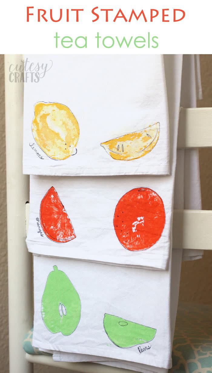 Fruit-Stamped Tea Towels