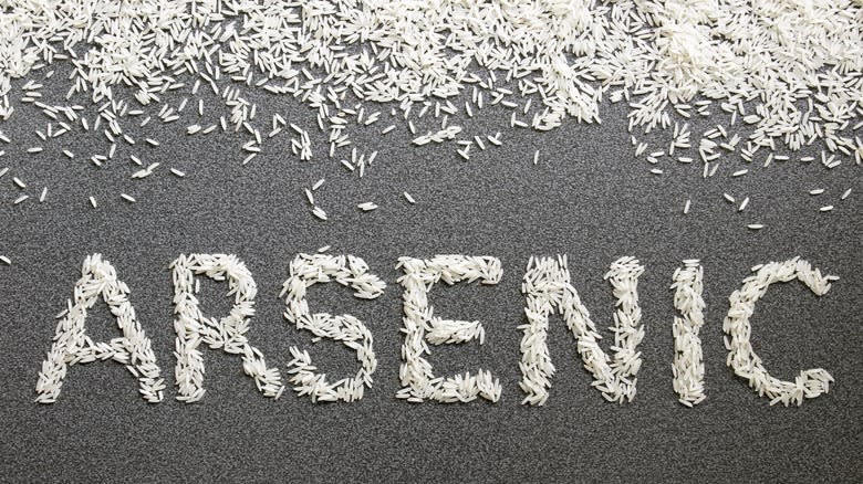 Grains of White Rice Spelling Out the Word Arsenic