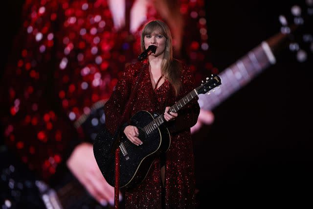 <p>Michael Campanella/TAS24/Getty</p> Taylor Swift performs in Stockholm on May 17, 2024