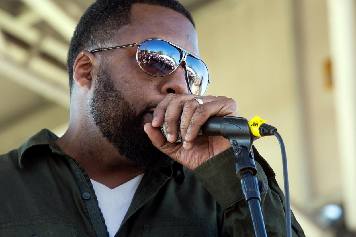 Bavu Blakes performs at a Martin Luther King celebration at Huston-Tillotson University in 2015. A longtime leader in Austin's music scene, Blakes co-founded the brand Hip-Hop Grew Up to recognize hip-hop's evolution and leverage the power of the hip-hop community to build for the next generation.