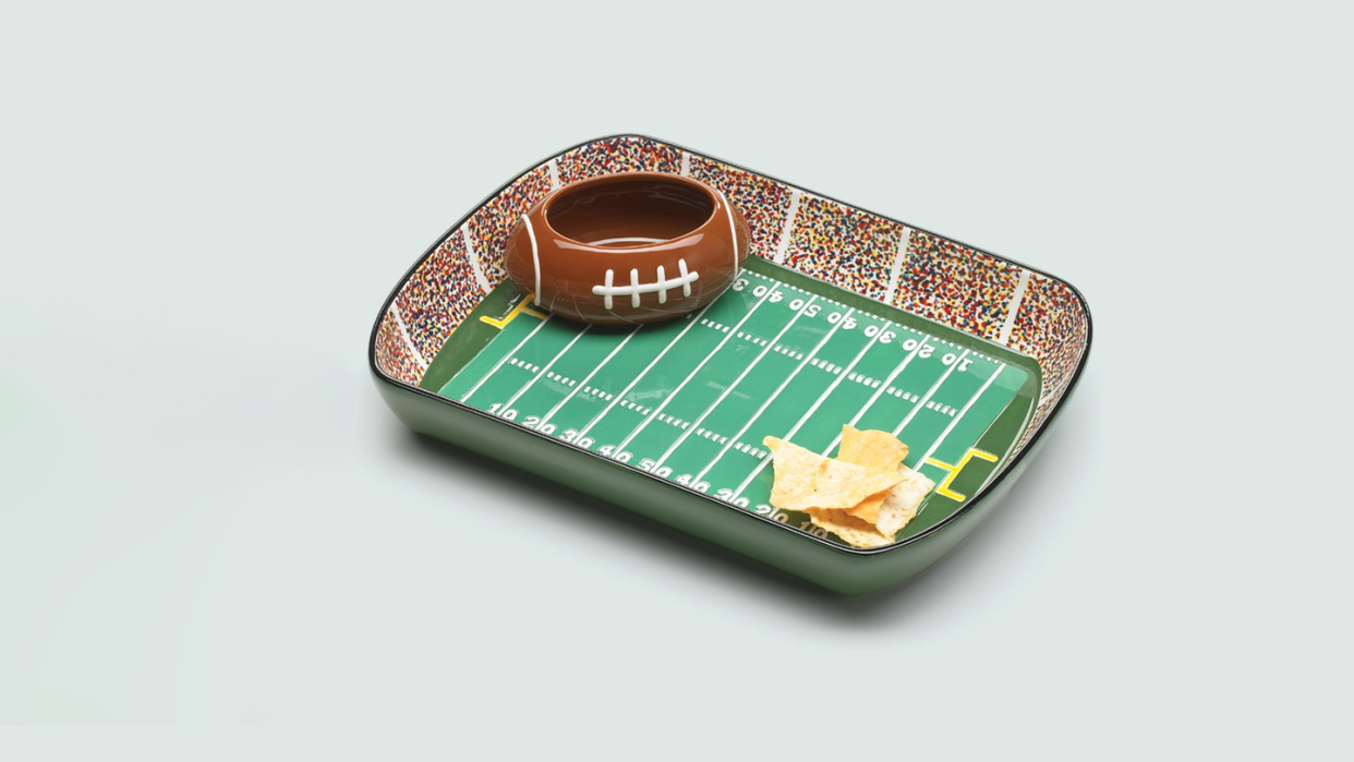 a dish shaped like a football stadium