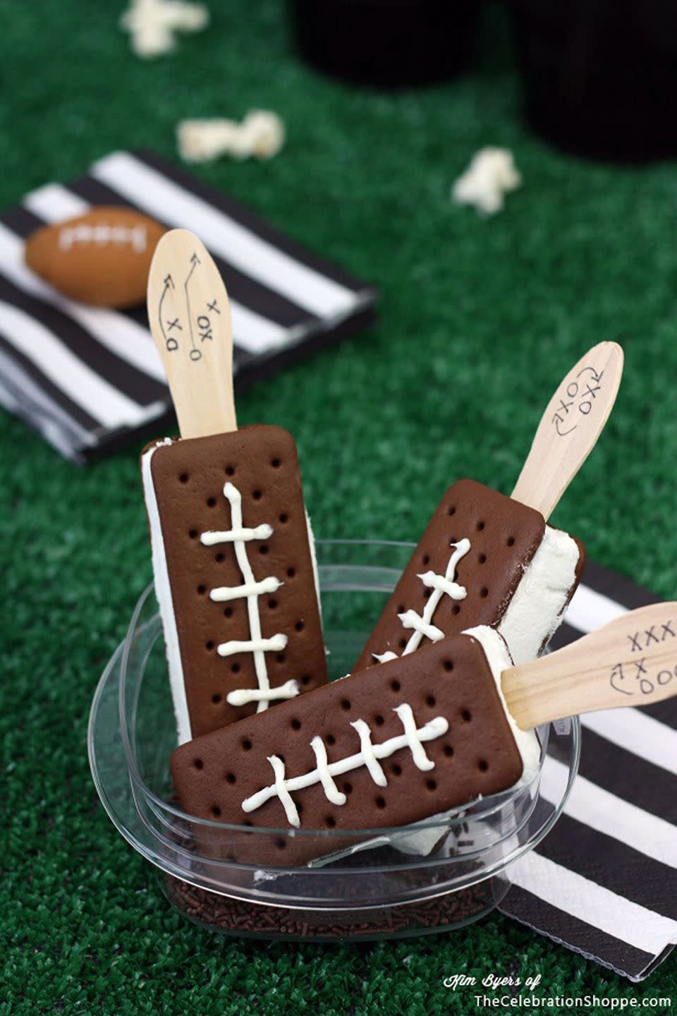 Ice Cream Football Sandwiches