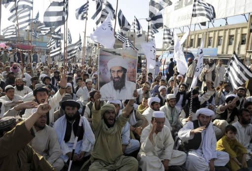 Supporters of hardline pro-Taliban party Jamiat Ulema-i-Islam-Nazaryati shout anti-US slogans during a protest in Quetta in 2011 after the killing of Osama Bin Laden by US Special Forces in a ground operation in Pakistan's Abbottabad. A book by one of the commandos who killed bin Laden has deployed the secretive unit into the even bigger electoral battle for the White House