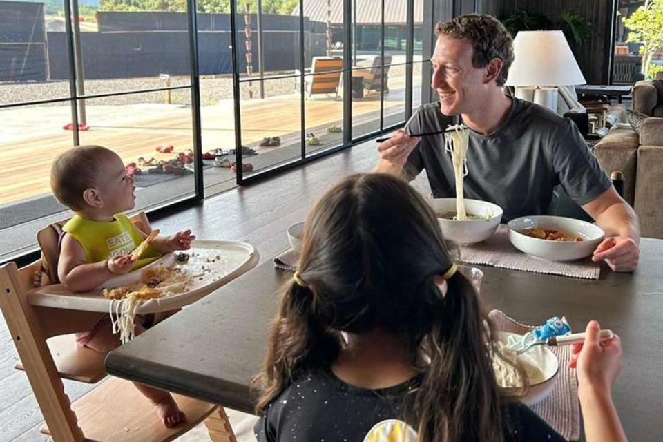 <p>Mark Zuckerberg/Instagram</p> Mark Zuckerberg enjoys Chinese food on Christmas with his daughters