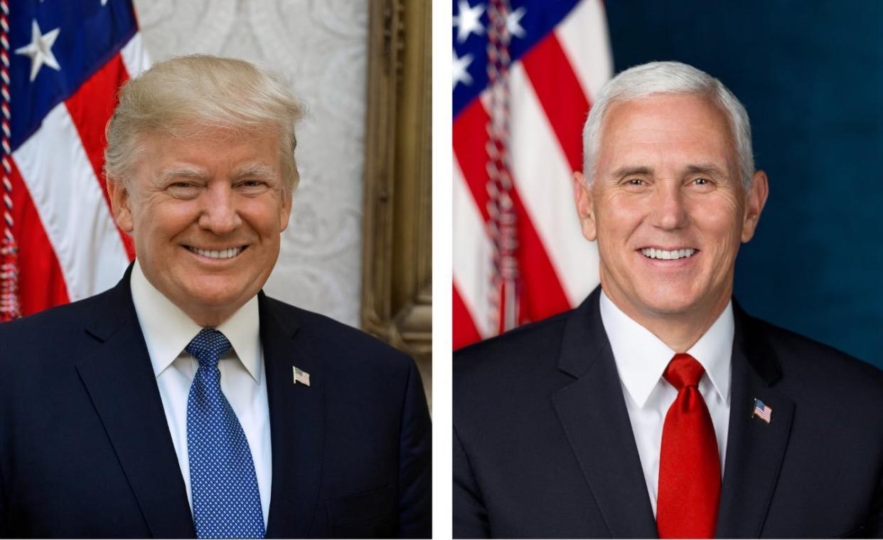 President Donald Trump, left, and Vice President Mike Pence in their newly released White House portraits.&nbsp; (Photo: The White House)