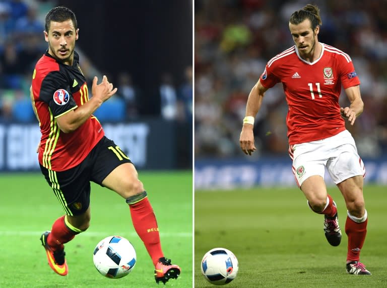 Wales talisman Gareth Bale (R) and Belgium star Eden Hazard will lead their teams into battle in Friday's Euro 2016 quarter-final