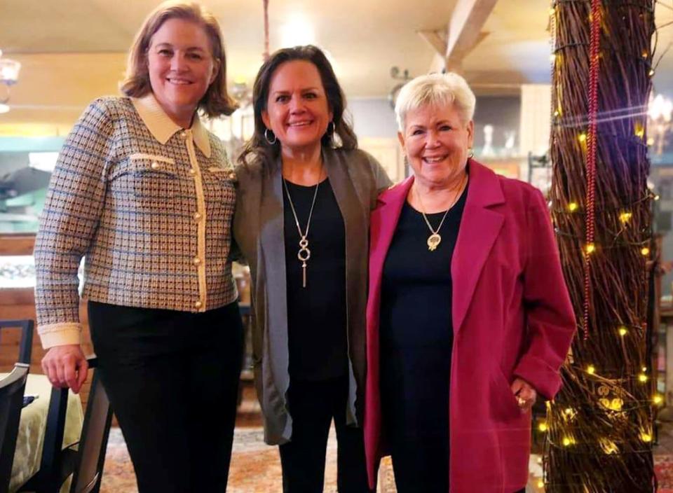 Christine Rolfes, Terra Simmons and Sherry Appleton (left to right) had dinner at Molly Ward Gardens in Poulsbo on Sept. 27.